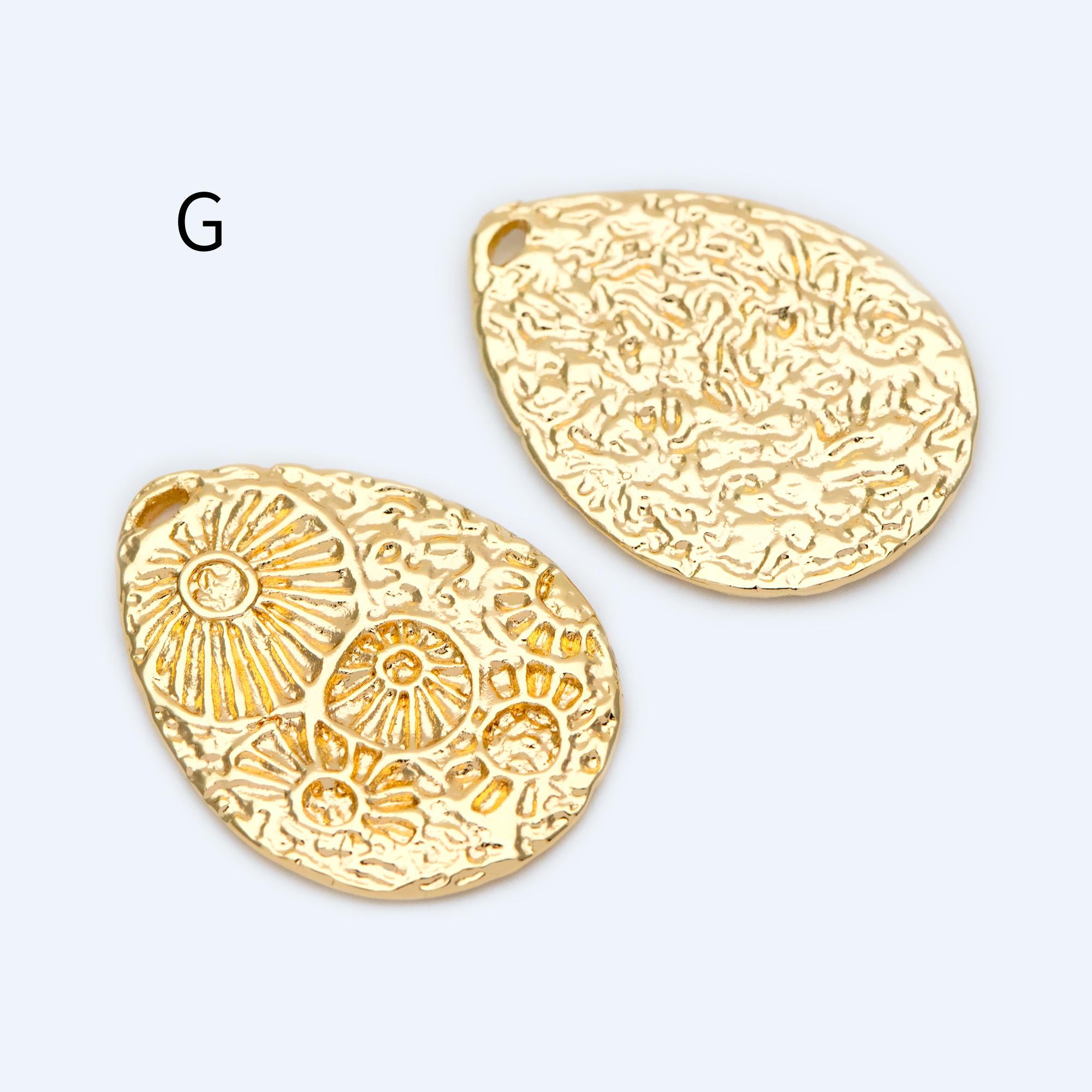 4pcs Gold Flower Charms, 18K Gold plated Brass, Flower Earring Pendants (GB-1281)